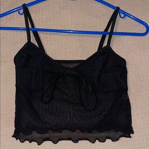 Black Sheer Crop Top with Bow